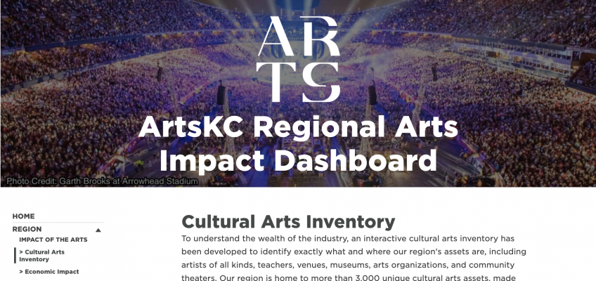 A screenshot of the ArtsKC asset mapping dashboard.