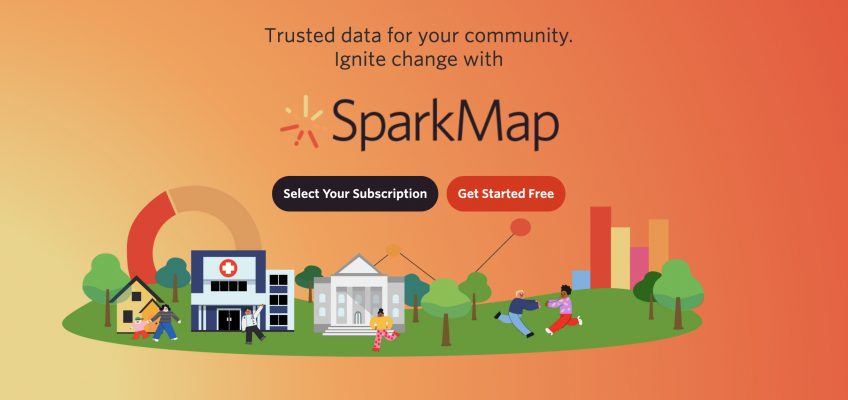 A screenshot of the homepage of SparkMap.