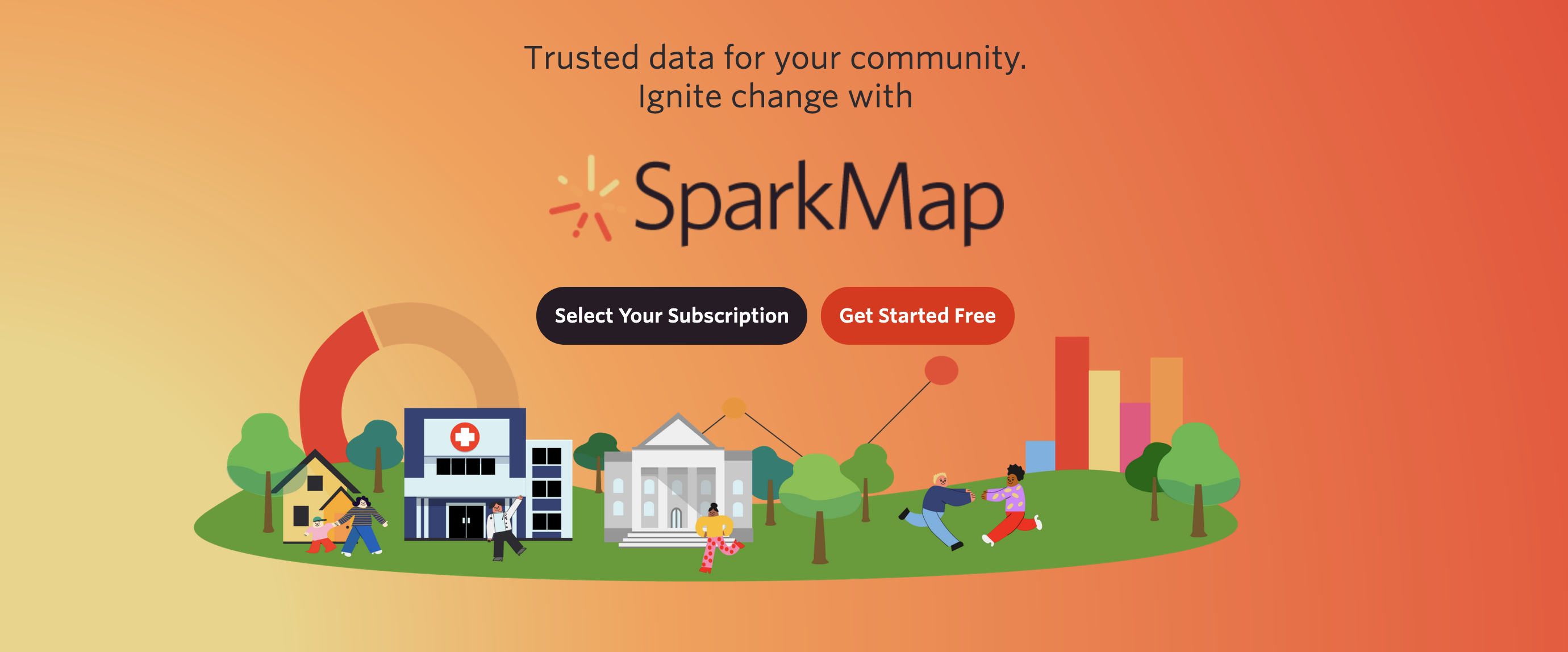 A screenshot of the homepage of SparkMap.