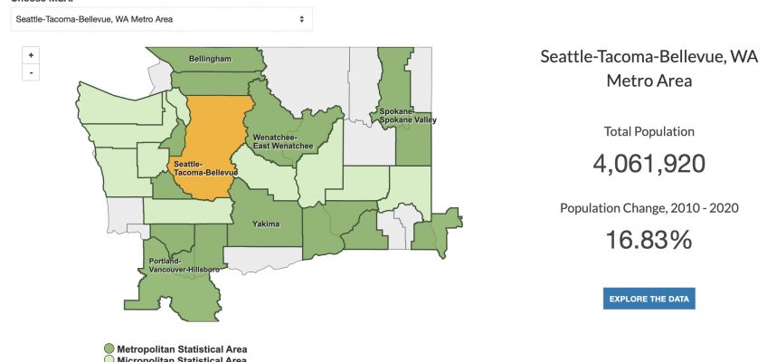 MSA Map of Seattle Tacoma with population statistics