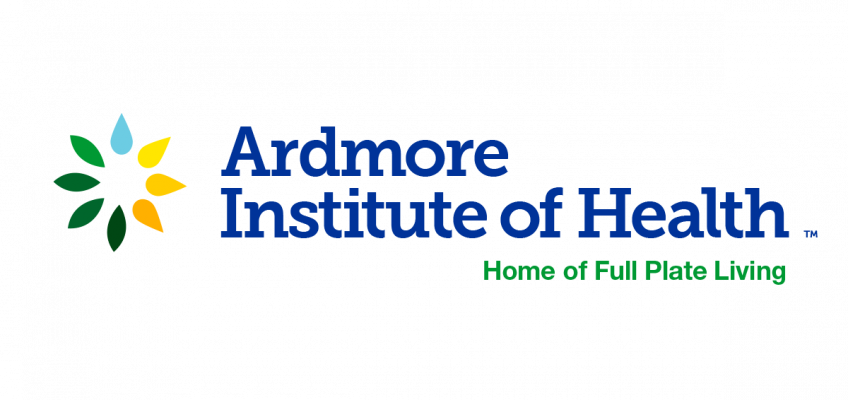 The Ardmore Institute for Health logo. A colorful sunbeam logo with the words "Ardmore Institute for Health - Full Plate Living"